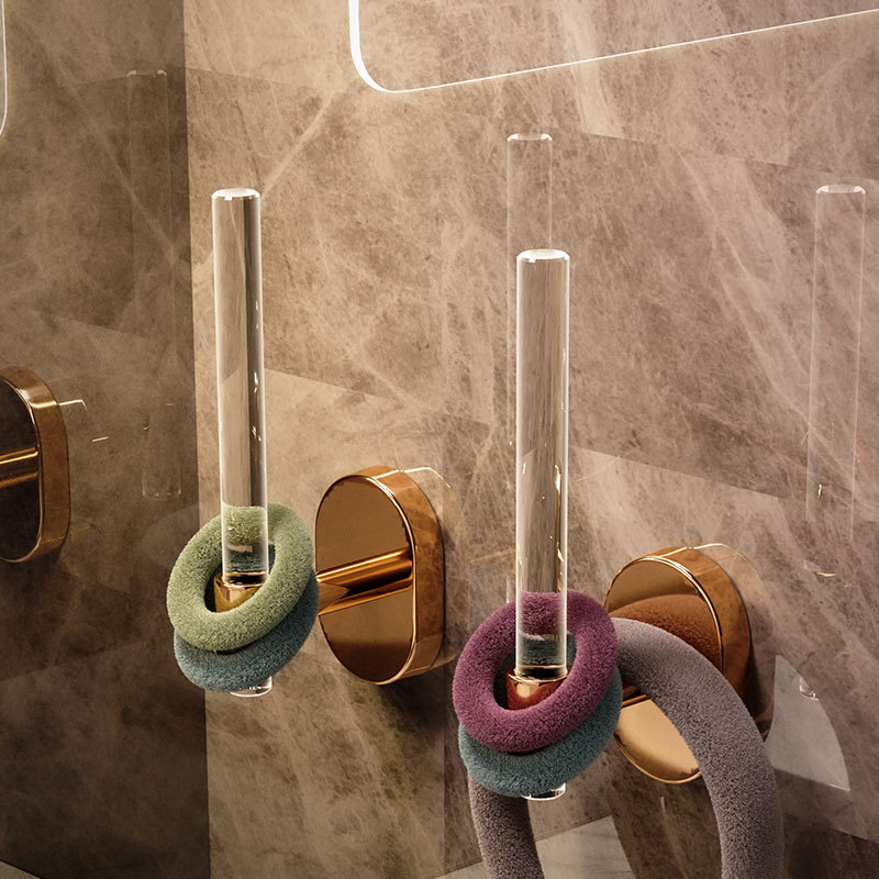 Luz de lujo acrílico toallero ponche libre de baño de almacenamiento de baño Toalla de baño gancho de almacenamiento Barra de toalla individual Barra de toalla