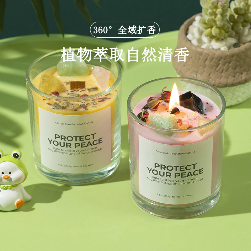 Color Crystal Cup Aromatherapy Candle Advanced Sense Gift Box suit Home Gift Gift Handmade Ornaments Elegant at Night