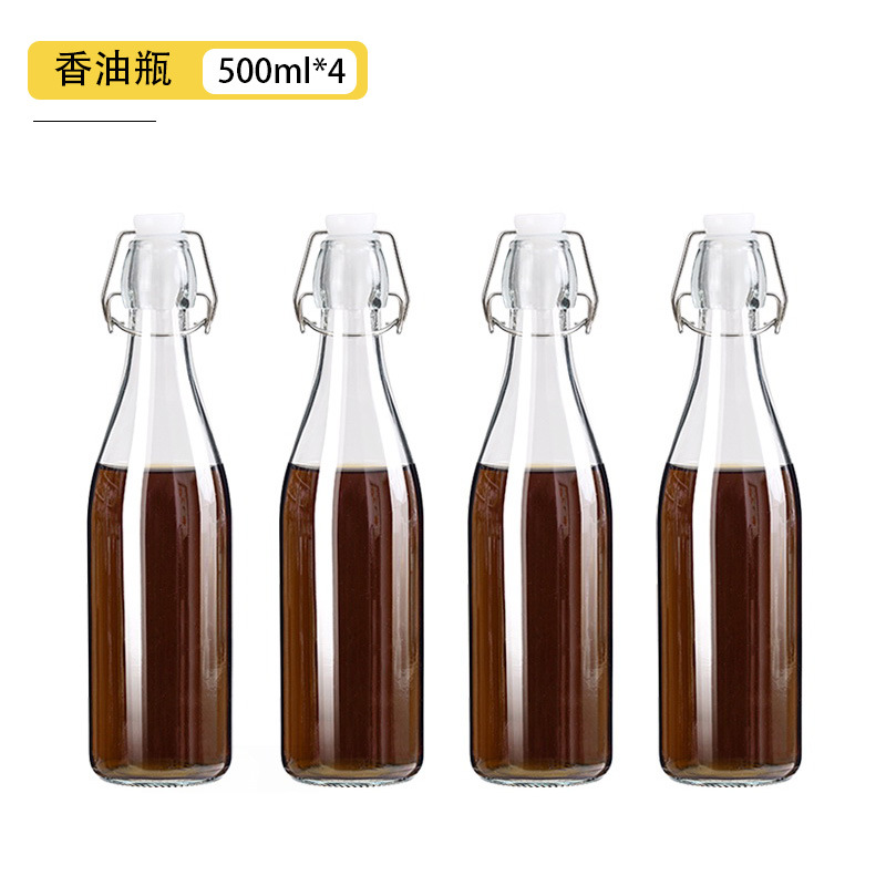 Botella sellada de vidrio de grado alimenticio, hebilla, tapa, aceite de sésamo, botella vacía, olla de aceite de cocina de gran capacidad, botella de bebida condimentada