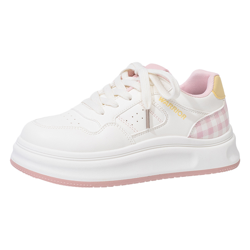 Huili nuevo tipo de zapatos de skate de moda de suela gruesa, pequeños zapatos frescos casuales de alto valor de belleza, zapatos blancos de color sólido, zapatos de mujer de estilo universitario