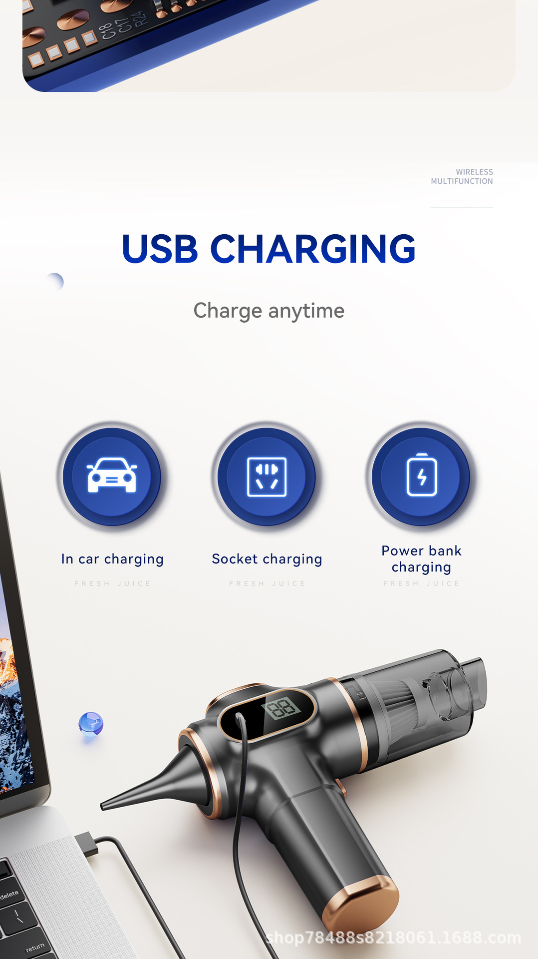 Factory Direct Supply Vacuum Cleaner Wireless Portable High Suction Vacuum Cleaner Car Home Blowing and Suction All-In-One Mini Dust Blower