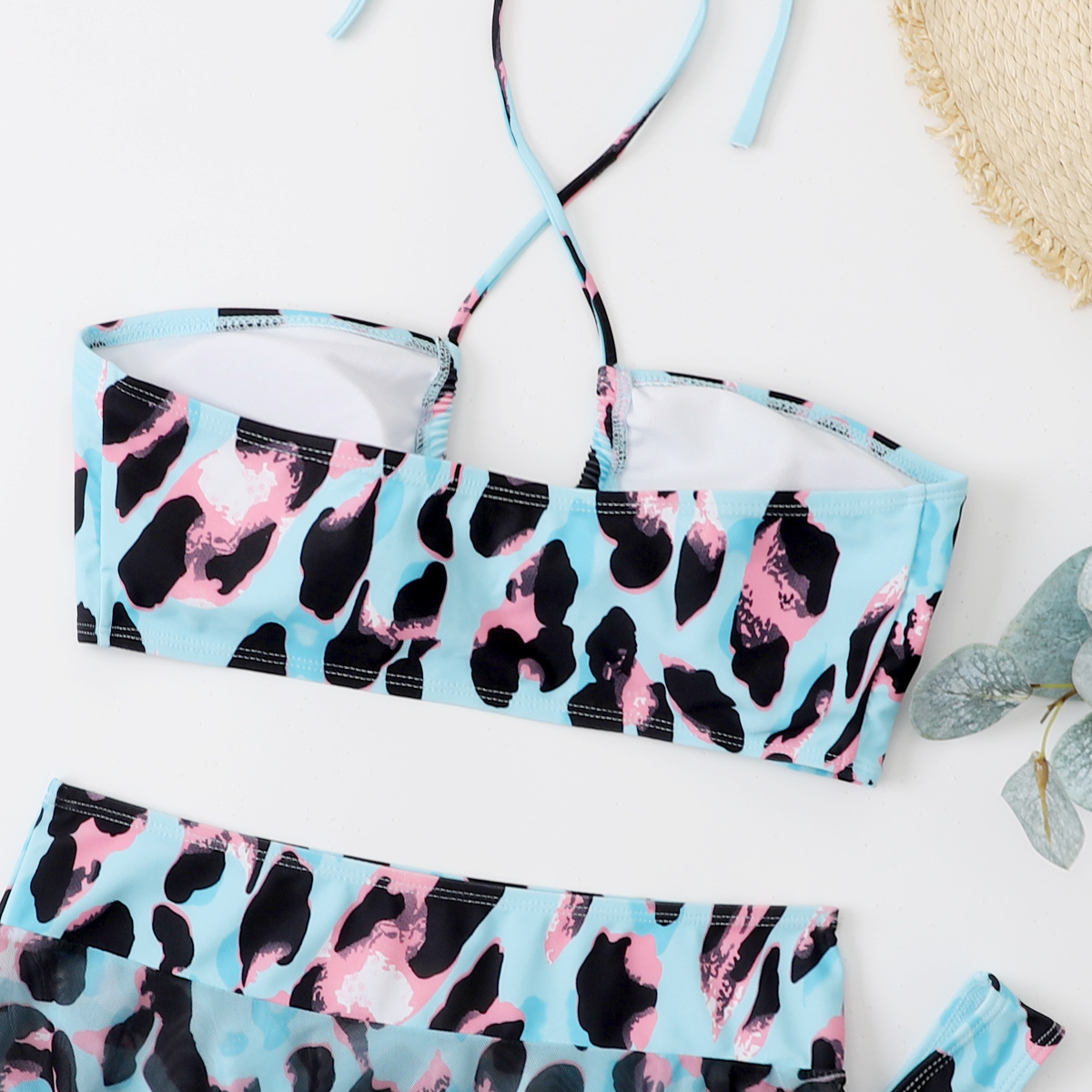 2022 nuevo popular europeo y americano de la moda impresa de estampado de leopardo Mujer traje de baño Bikini de tres piezas