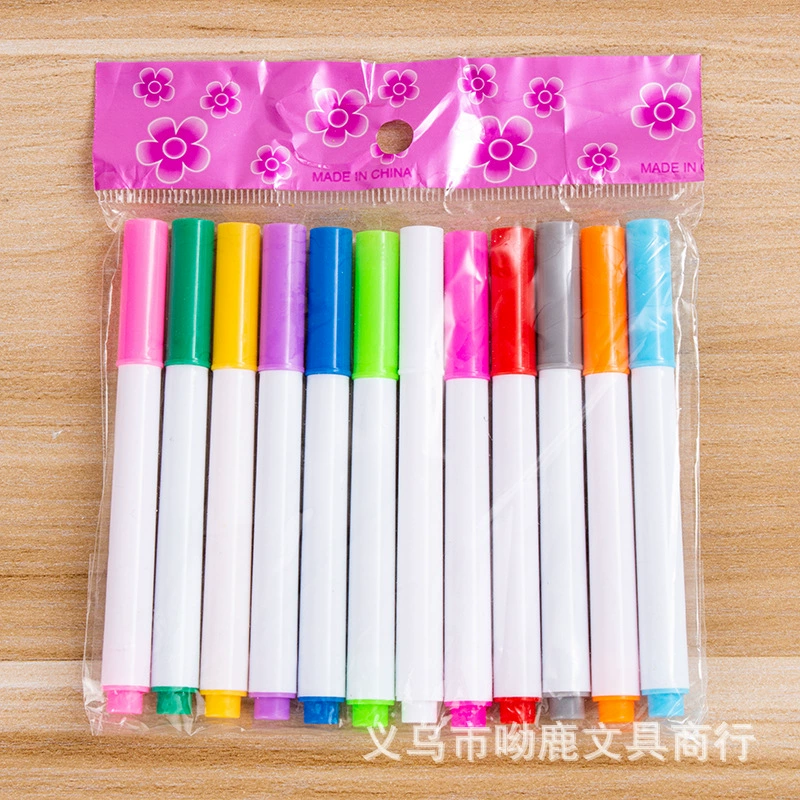 Экологически чистый Жидкий Мел без пыли, светодиодная лампа, ручка, стираемая ручка, детская книга для рисования, 12 цветов, водный мел