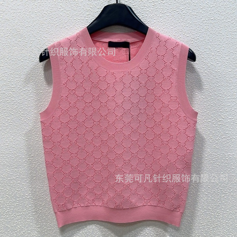 G Brand Early Spring New Full-Print Letter Sleeveless Round-Neck Knit Vest New Knit Vest Wholesale Women's Tops G Brand Early Spring New Full-Print Letter Sleeveless Round-Neck Knit Vest New Knit Vest Wholesale Women's Tops