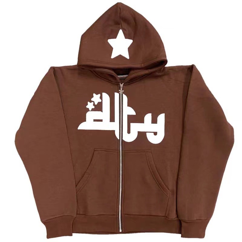 Fall/winter European and American trend printed vests women\'s cardigan High Street casual hip hop metal zipper jacket men -1123