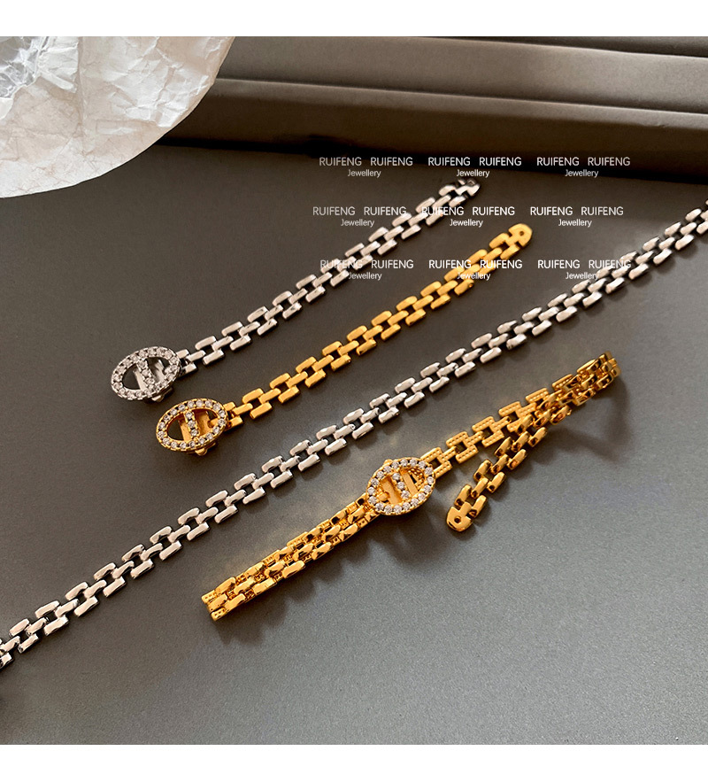 1 Piece Quantity Retro French Style Simple Style Geometric Brass Bracelets In Bulk