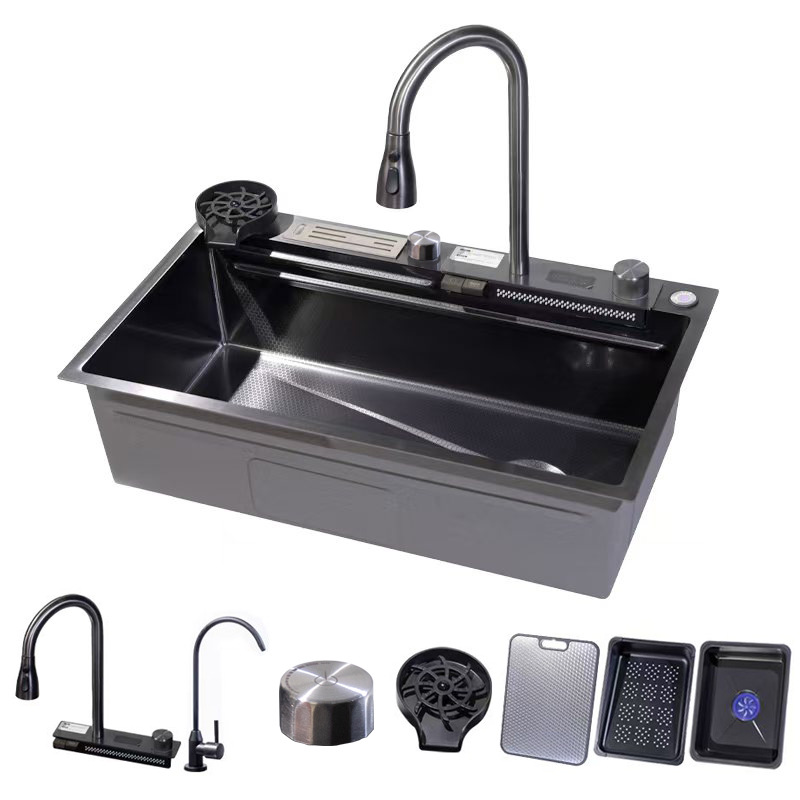 Comercio exterior suministro directo de acero inoxidable conjunto de lavabo de tiburón gran único tanque de panal relieve multifuncional lavavajillas de cocina