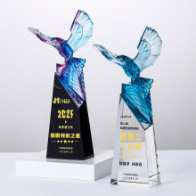 高級感水晶獎杯定制公司慶典創意活動科技大會耀光高檔琉璃獎杯