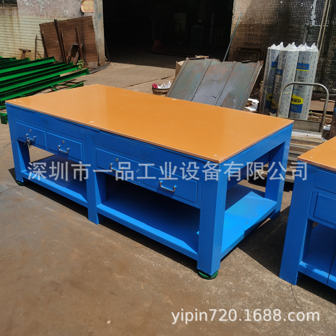 重型钳工工作桌18mm钢板工作台带10mm电木板钢板模具装配工作桌台