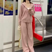 慵懒休闲运动服套装女春秋学生韩版宽松时尚连帽卫衣阔腿裤两件套