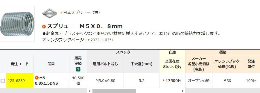 森川贸易日本中山TRUSCO弹簧M5-0.8X1.5DNS压缩弹簧