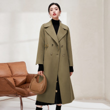 双排扣羊毛大衣加长款2025新款女装西装领秋冬羊毛毛呢外套