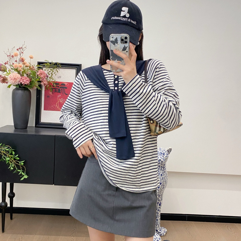 25秋新海军领圆领条纹针织衫/披肩两件套 万能衫 ！082e705|undefined