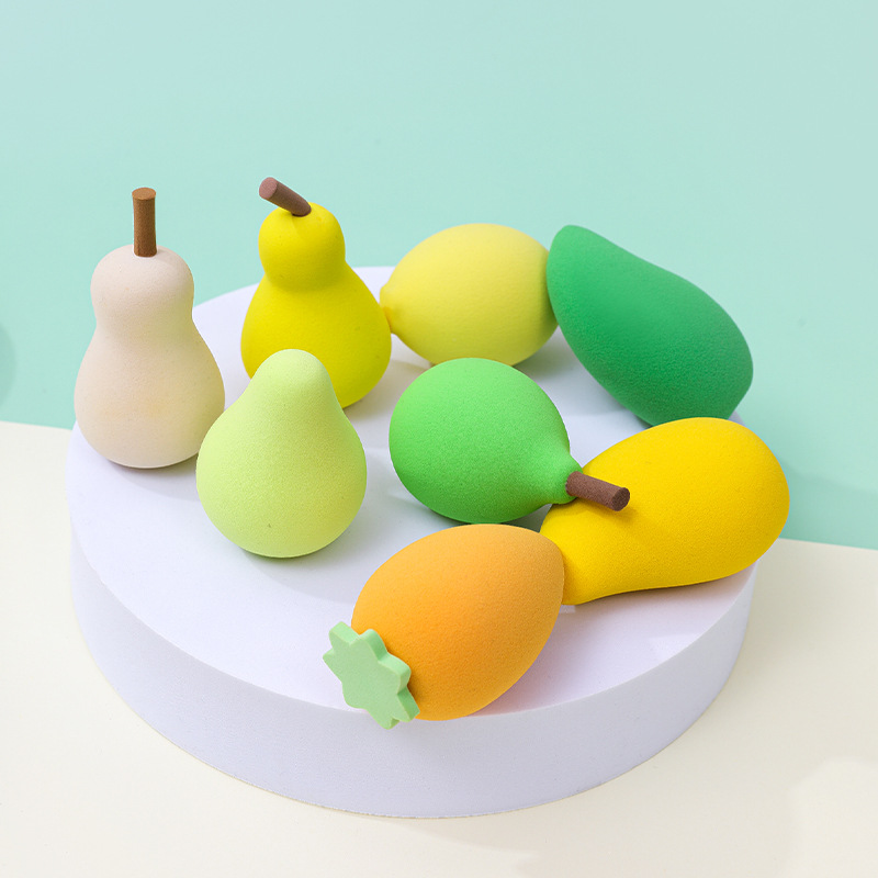 Frutas personalizadas huevo de belleza polvo de forma extraña melocotón pera mango limón aguacate maquillaje esponja maquillaje de belleza