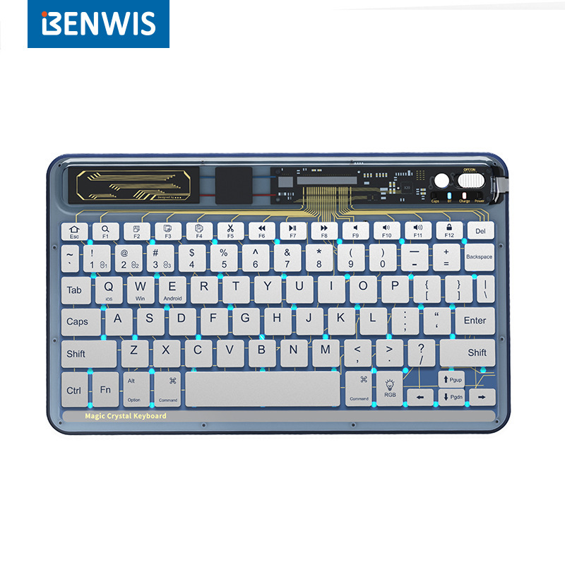 Benwis Is Suitable for iPad Bluetooth Keyboard Transparent Wireless External Apple Tablet Office Portable Wireless Keyboard