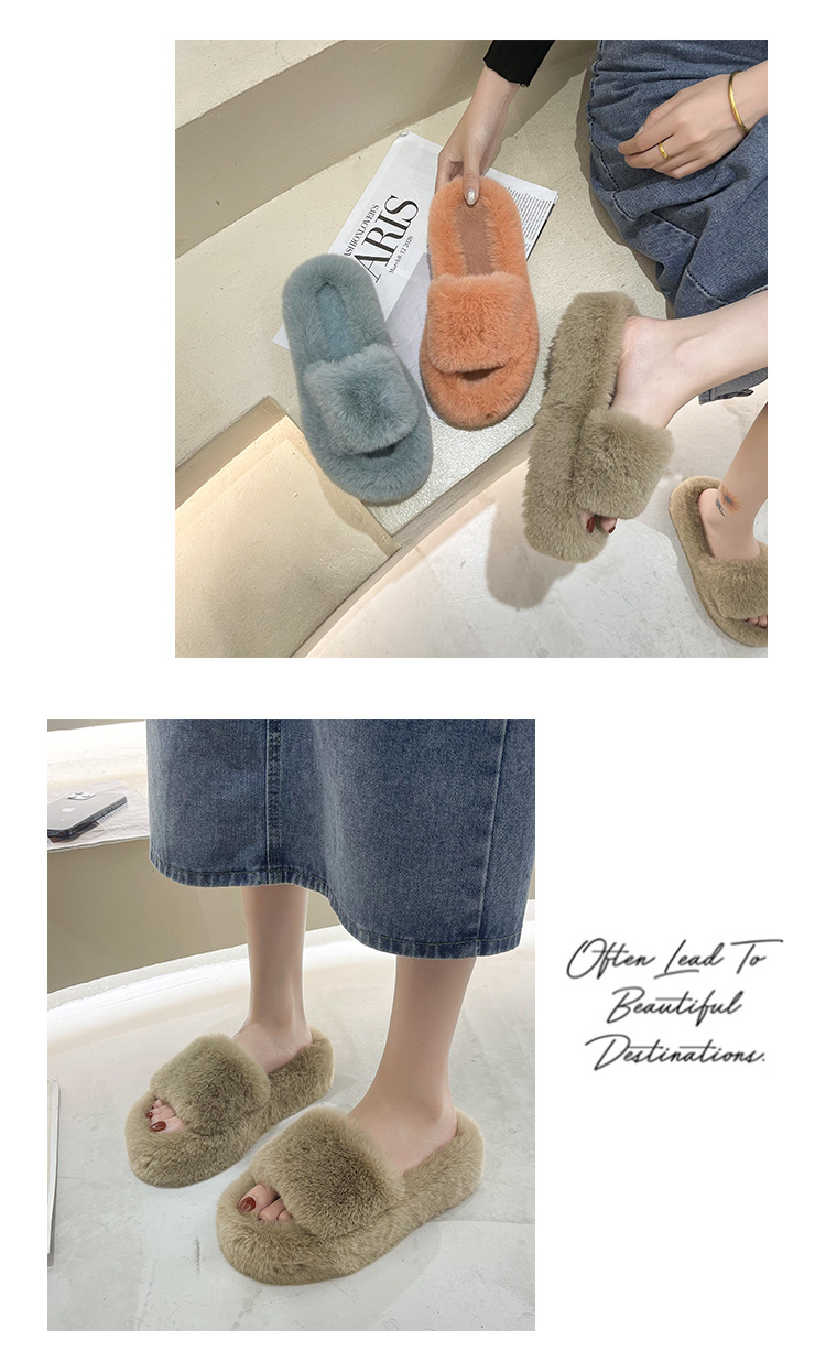 Women's Basic Solid Color Round Toe Plush Slippers display picture 1