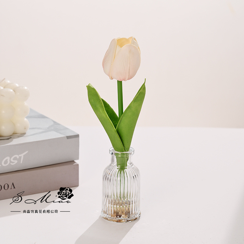 Flores falsas de vidrio de agua falsas tulipanas bonsai flor de moda decoración creativa plantación verde artificial simulación maceta image 5