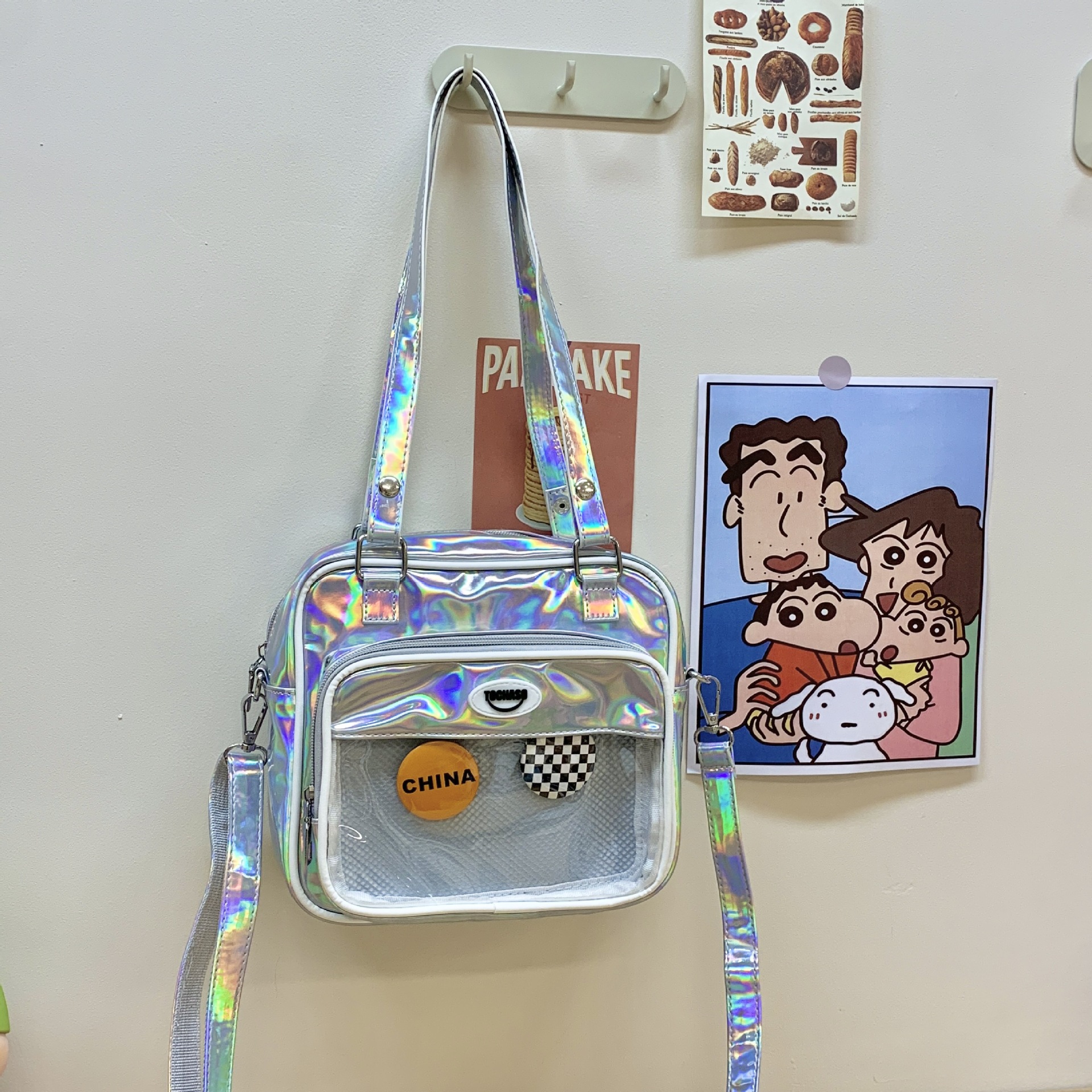Paquete de dolor de comida de dos dimensiones japonesa 2025 nuevo paquete de hombro transparente para niños y niñas bolsas animadas de moda para niños