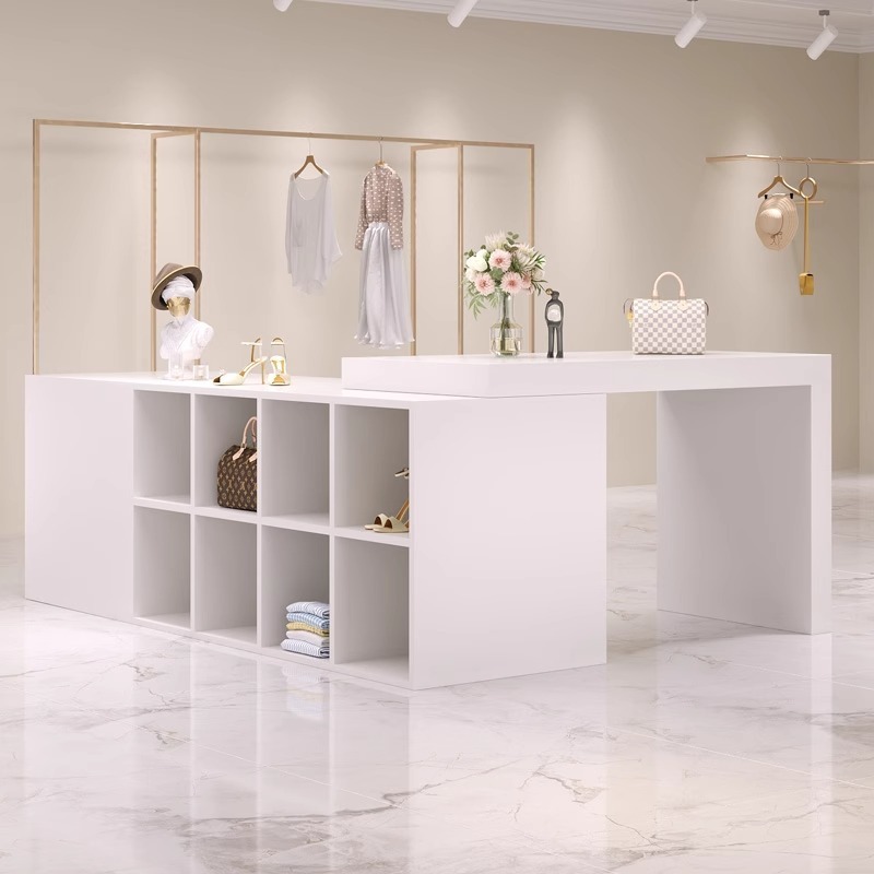 服装店中岛台展示柜储物柜鞋柜包包女装饰品店陈列架流水台收银台