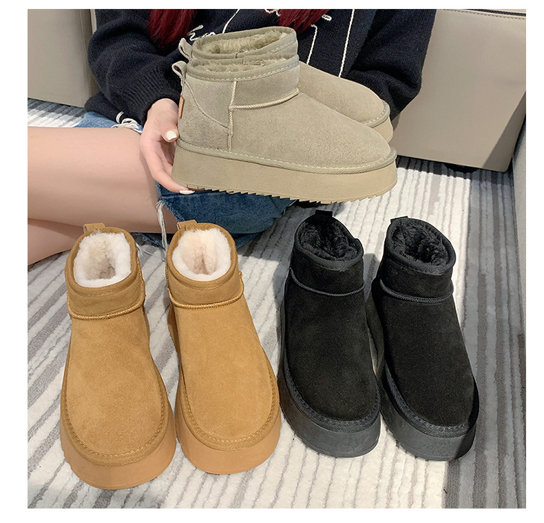 2023 new autumn and winter women's casual thick-soled snow boots plus velvet, thickening and heightening one-leg snow cotton shoes and cotton boots_voghion.com