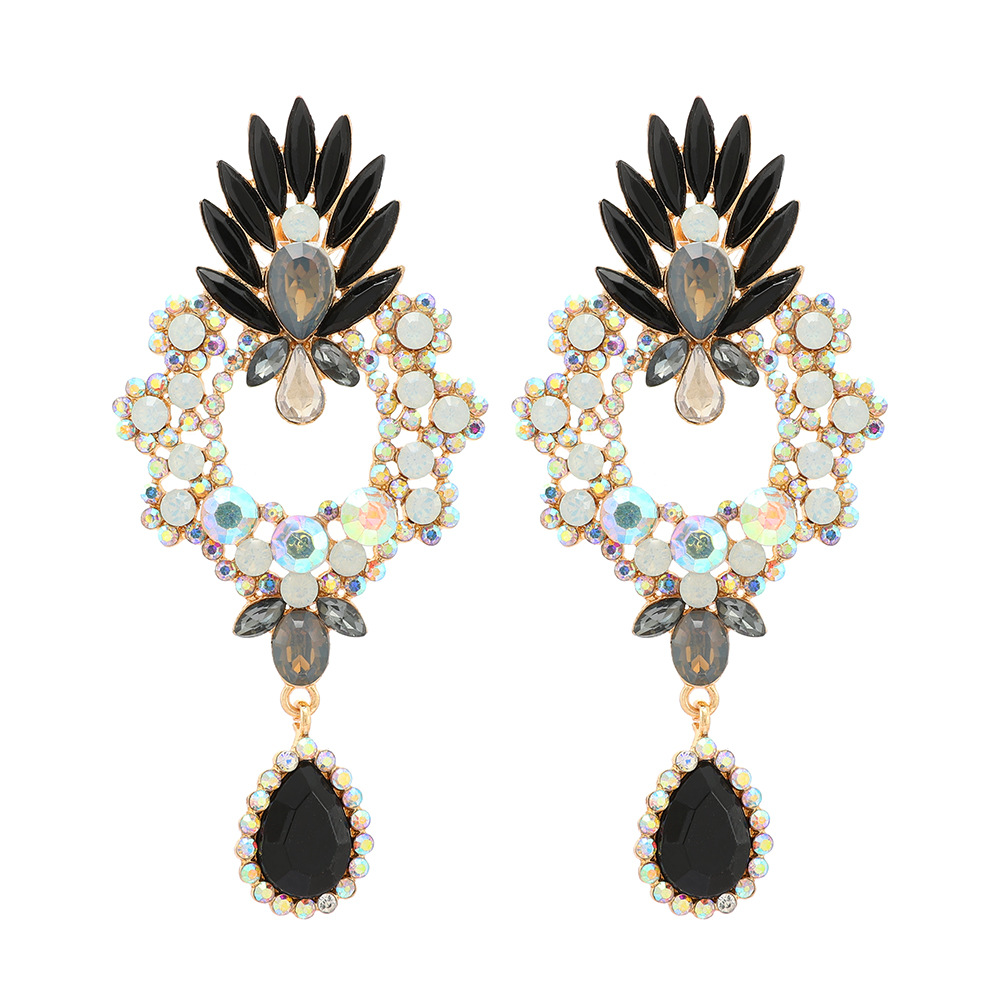 1 Paire Style Simple Fleur Strass Incruster Pierres Précieuses Artificielles Femmes Des Boucles D'oreilles display picture 2