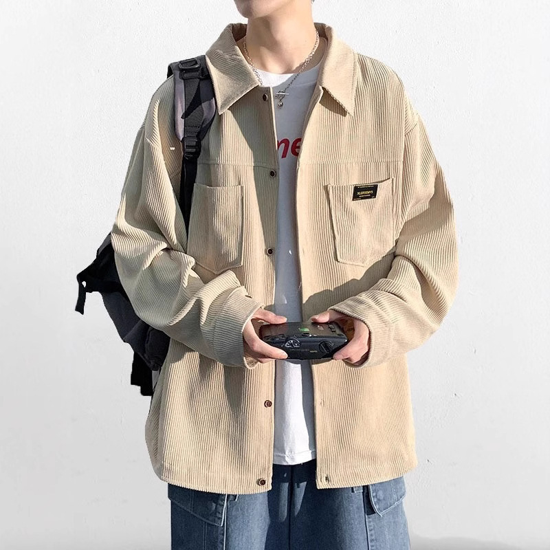 Corduroy Long-sleeved Shirt Men's 2025 Spring and Autumn Loose Hong Kong-style Loose Lapel Jacket Outer Pullover Wear-resistant in stock Corduroy Long-sleeved Shirt Men's 2025 Spring and Autumn Loose Hong Kong-style Loose Lapel Jacket Outer Pullover Wear-resistant in stock