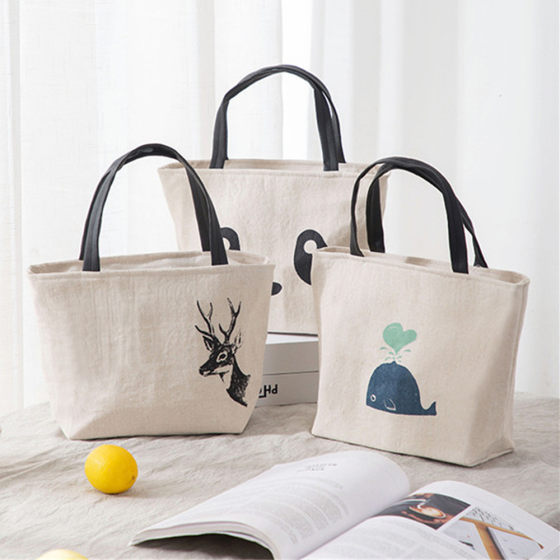 Cotton Dao Thickened Cotton and Linen Aluminum Foil Lunch Box Handbag Lunch Bag for Office workers Rice Bag Rice Bucket Bag Portable Insulation Bag