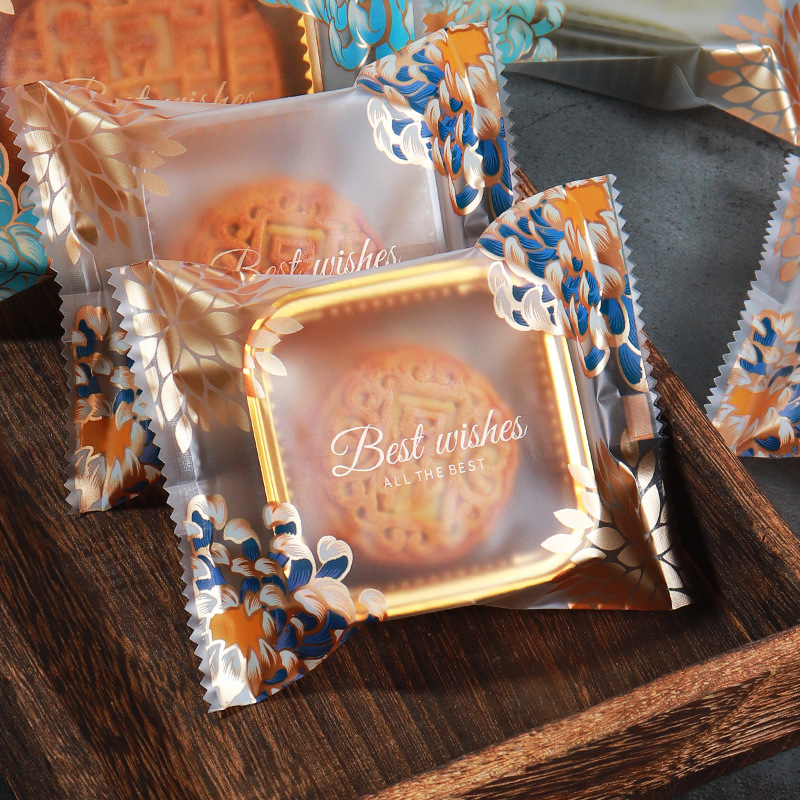 Nueva bolsa de embalaje de pastel de Luna 50g100G bolsa de pastel de Luna máquina bolsa de sello Festival del Medio Otoño flujo corazón yema de huevo crujiente pastel de Luna embalaje al por mayor