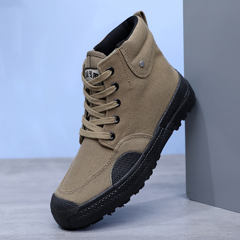 Yudong Spring New High-Top Shoes Outdoor Sports Canvas Shoes Wear-Resistant Non-Slip Construction Site Work Shoes Labor Protection Men's Rubber Shoes