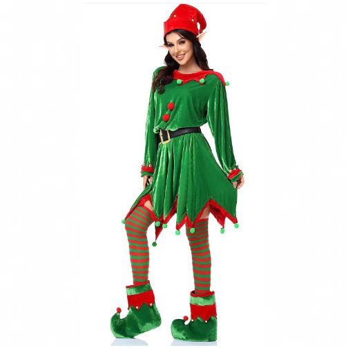 Ropa infantil de Navidad para Niños y Niñas Ropa para padres e hijos Cosplay lindo elfo verde kindergarten ropa de rendimiento