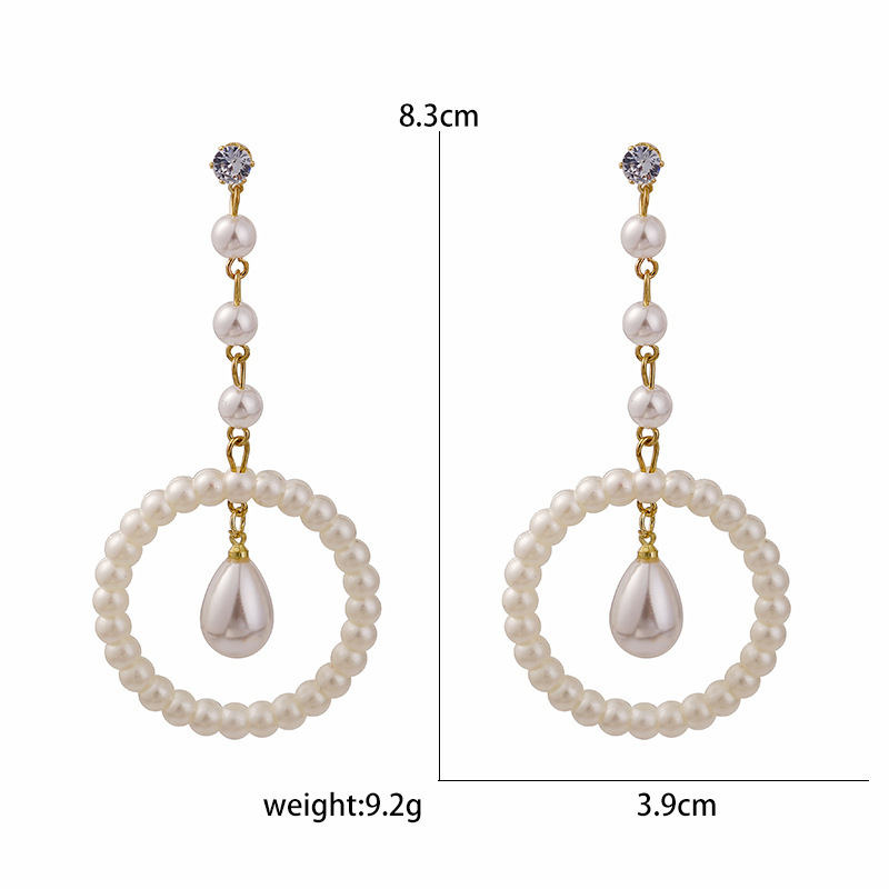 Retro Round Alloy Inlay Artificial Pearls Drop Earrings display picture 1