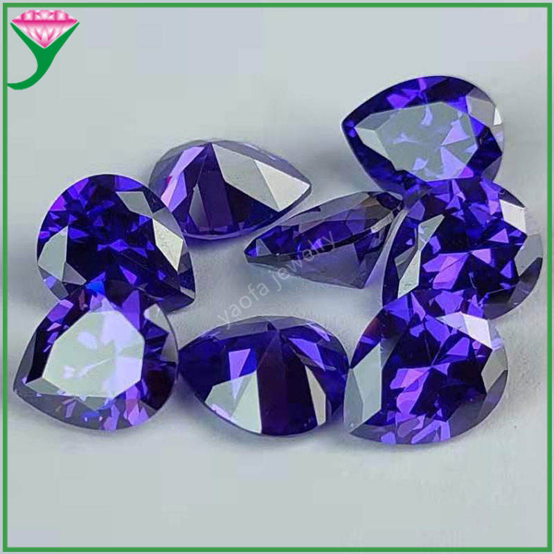 blue artificial pendant drop-shaped with zircon