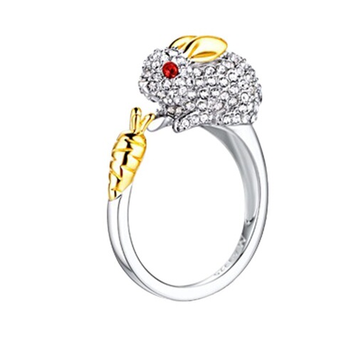 Year of the Dragon two-color open ring for women, national trend, electroplated zodiac ring, diamond transfer bracelet, gift ring, wholesale