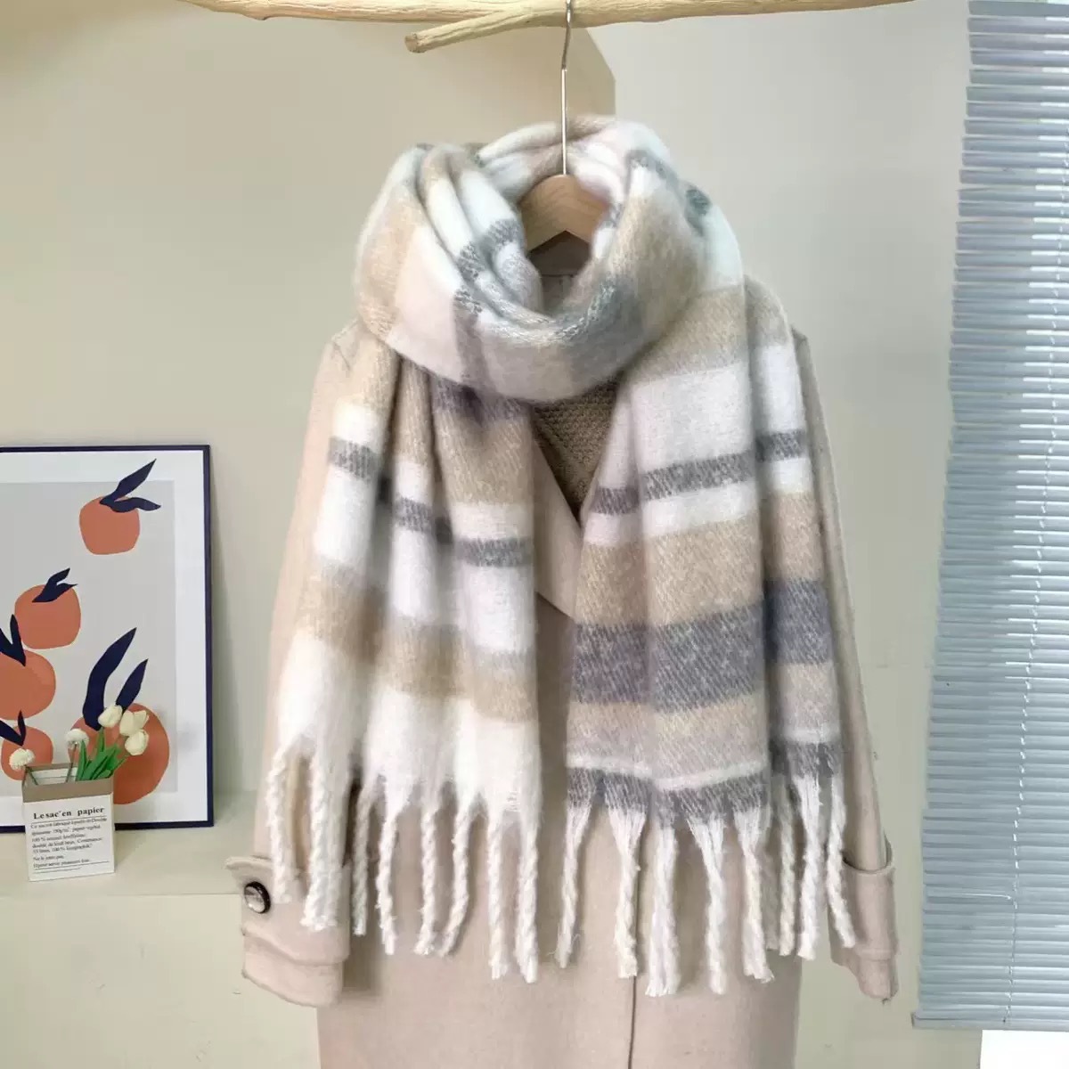 new maillard autumn and winter plaid scarf women‘s winter high sense korean all-match warm shawl thickened scarf fashion