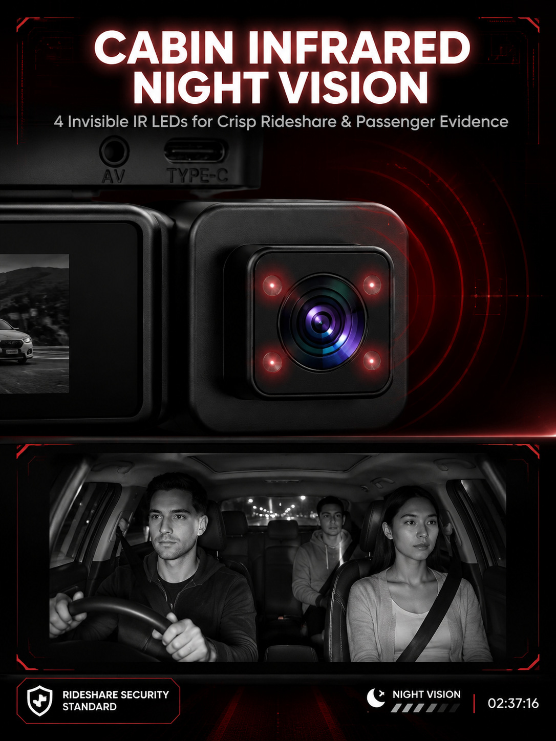 3.18inch Cross-border Dash Cam WiFi Connectivity HD 4K Triple Lens Parking Monitoring Night Vision Car DVR