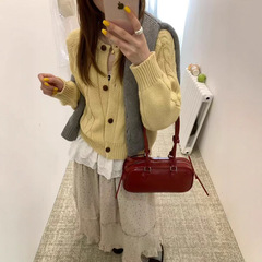 日系学院风麻花毛衣外套女外穿早秋新款宽松温柔风叠穿针织衫开衫