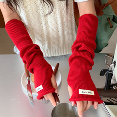 ニット手袋の女性の長いタイプの春秋冬には、少女学生の腕を保護して、偽の袖の腕のカバーを積んでいます。