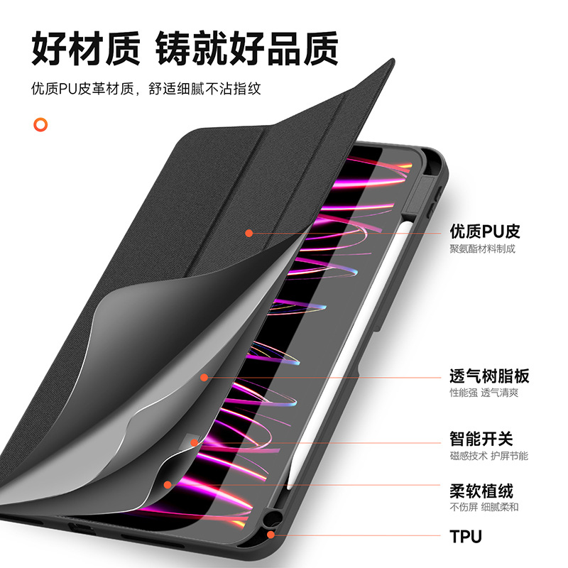 DUXDUCIS es adecuado para la funda protectora del iPad Air13 con ranura para lápiz, funda protectora plegable triple para iPad11, funda anticaídas.