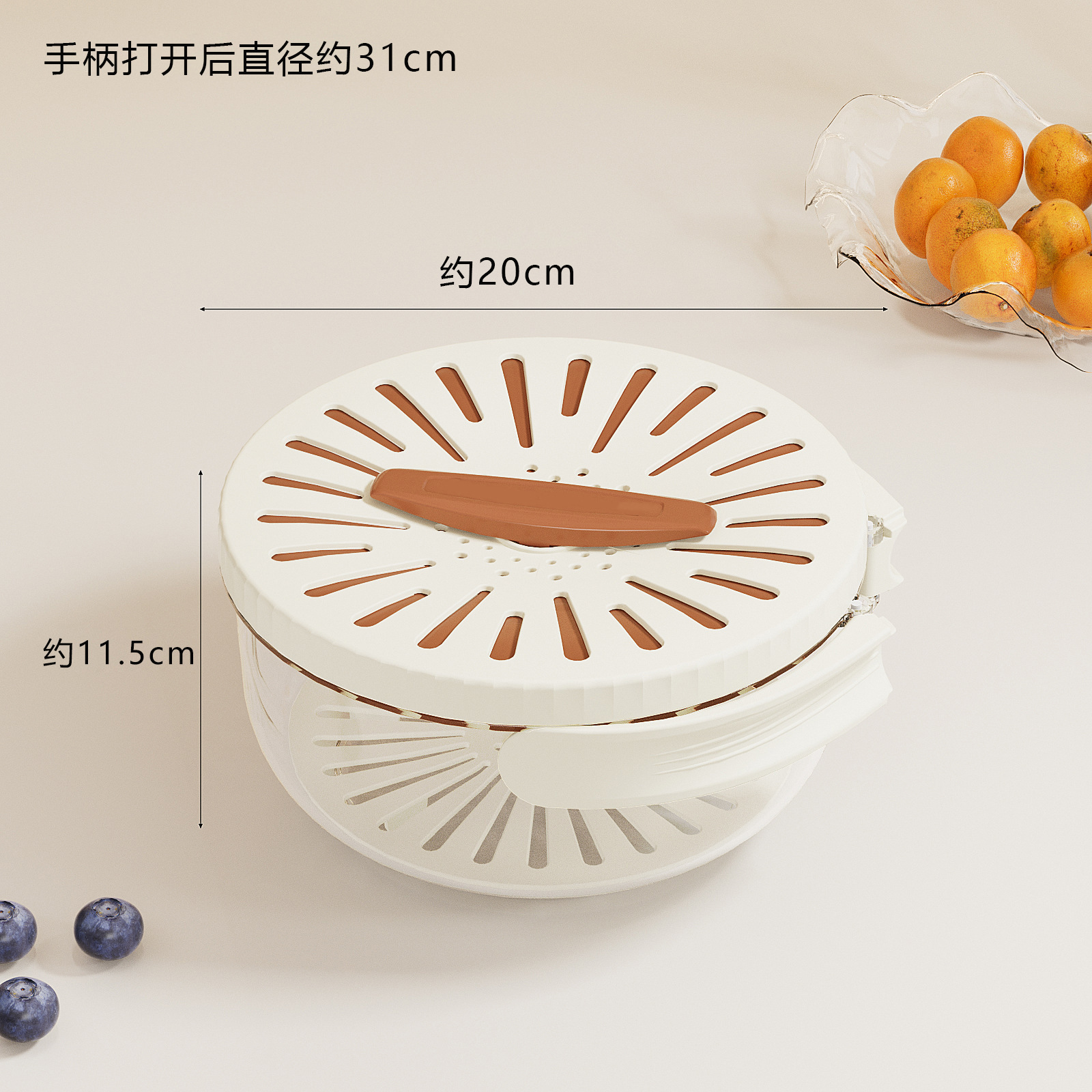 Cesta multifuncional para escurrir alimentos, caja plegable de doble capa con asa para escurrir y conservar frutas, recipiente para frutas y verduras para refrigerador.