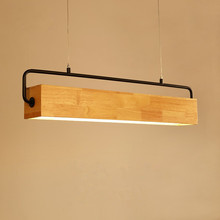 現代簡約餐廳吊燈led燈北歐風格實木創意書房吧台木質燈具D6198
