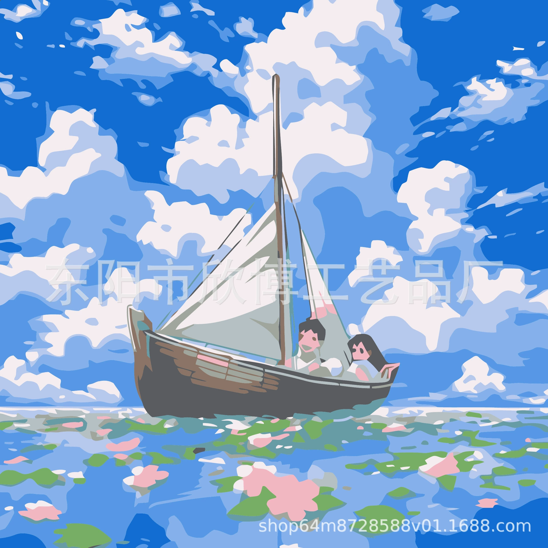 Direct from factory DIY digital oil painting children's hand-painted cartoon coloring stress relief 20*20 landscape floral oil painting