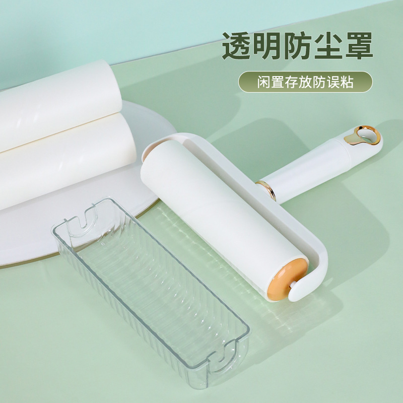 Rodillo de rollo de papel adhesivo rasgable, cinta de limpieza de papel adhesivo, tubo de rodillo adhesivo de ropa, transportador de pelo de mango redondo extraíble