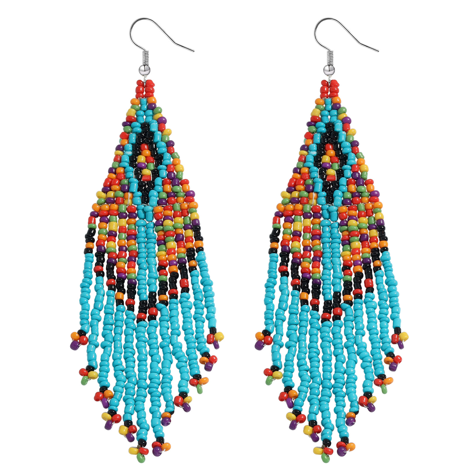 Bohemian Color Tassel Miyuki Beads Woven Feather Earrings Wholesale Nihaojewelry display picture 1