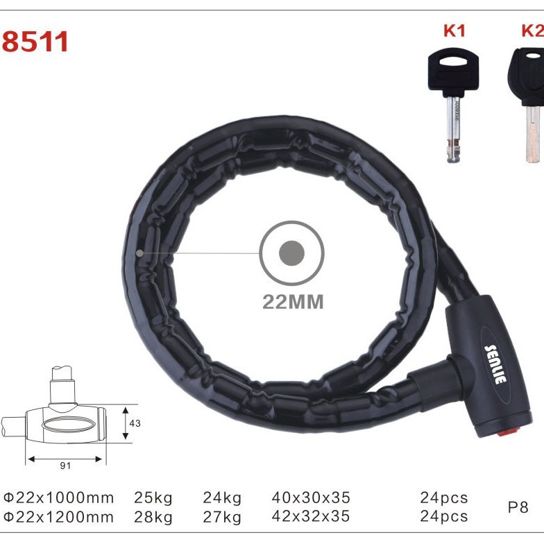 Cerradura antirrobo cerradura articulada cerradura de puerta cerradura de motocicleta cadena cerradura llave cerradura exportación fábrica personalizada cadena C al por mayor