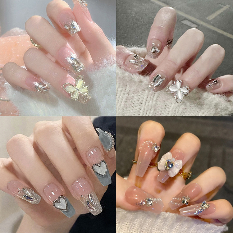 Hand-worn armor wholesale net red explosions broken diamond butterfly glitter nail nail nail nail piece finished nail patch Jelly Glue