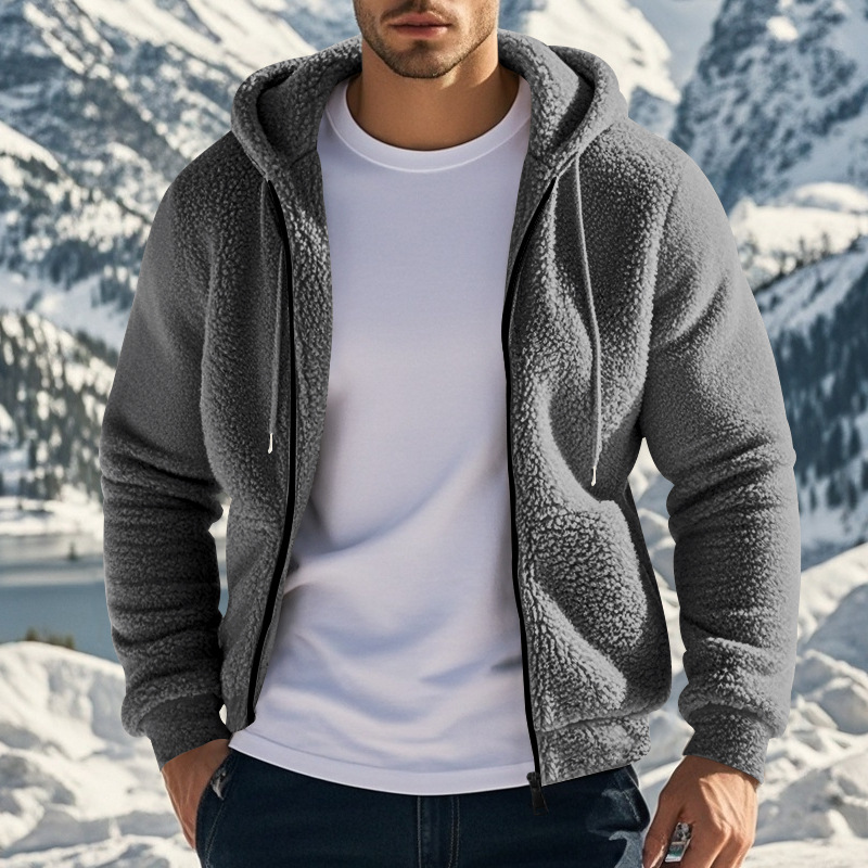 Dicker, warmer, doppelseitiger Samt-Reißverschluss-Cardigan mit Kapuze im amerikanischen Stil, Freizeitjacke für Herren, europäische Größe_voghion.com