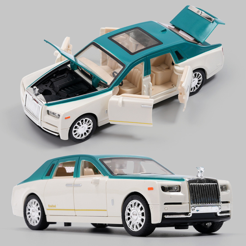 Six-door Rolls-Royce Phantom simulation inertia car model, electric sound and light music toy car, gift for boys and girls