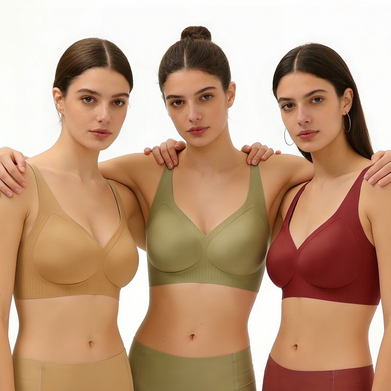 Seamless V-neck Bra For Women - Comfortable Wireless Support_voghion.com