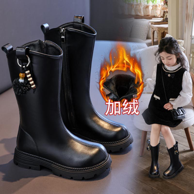 Girls' High Boots Fleece-Lined Cotton Boots 2025 Winter New Medium and Large Kidsren's Warm Boots Little Girls Fashion Princess Boots