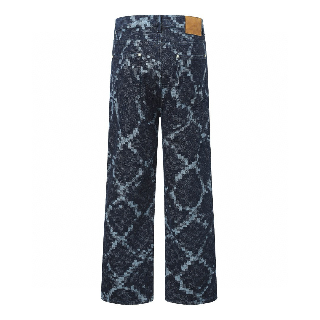 High-end Custom Men's And Women's Year Snake Pattern Mosaic Straight Loose Casual Jeans_voghion.com